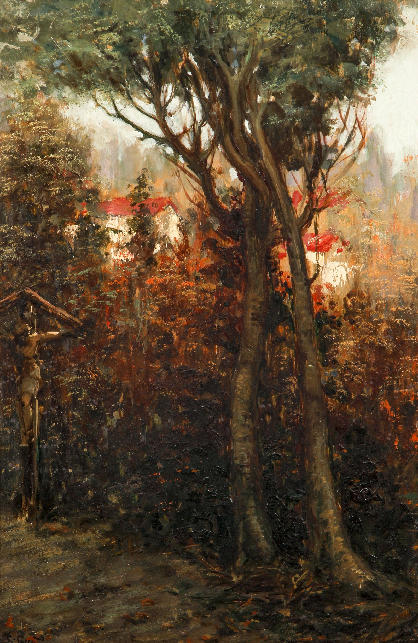 Giuseppe Alberto Cocco Crucifix in the Garden Oil Ptg (1 of 4)