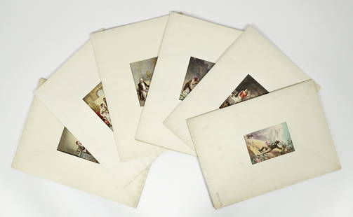 Group of 6 Watercolors by Jean Ferris: Ferris, Jean Leon Gerome (American, 1863-1930), 6 Watercolors of Victorian Genre Scenes, 5.75 x 4 inches on a larger sheet measuring 15 x 11, variously signed, most in upper right corner, unframed