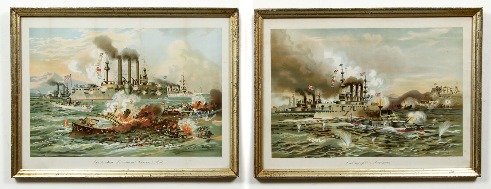4 framed Spanish American War Scenes after Xanthus Smith, Chromolithographs (1 of 9)