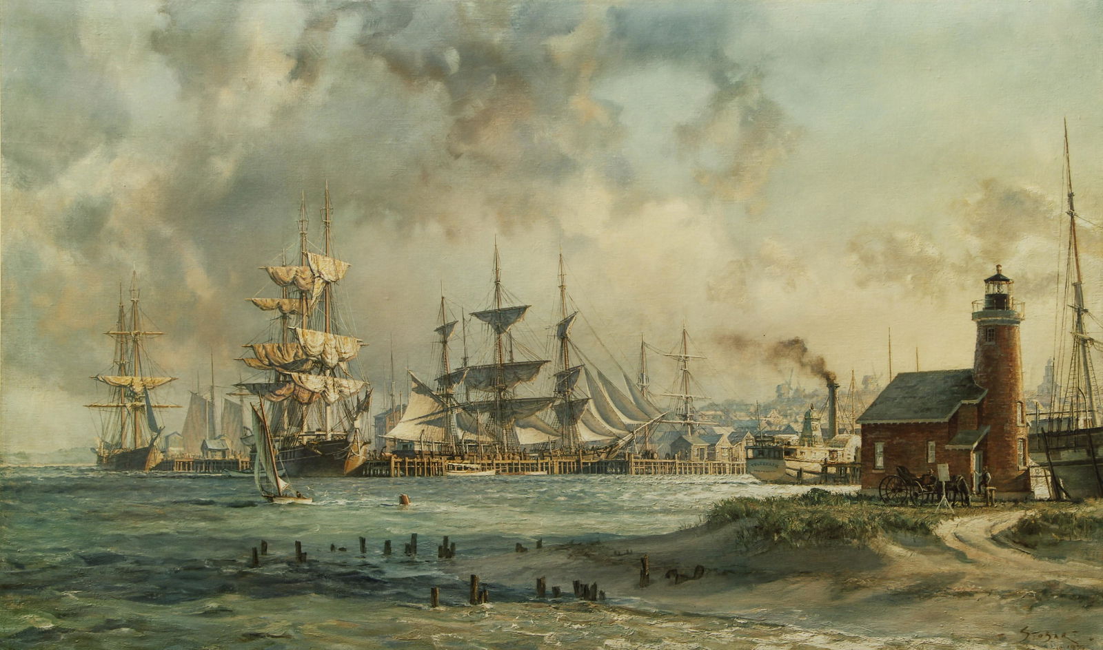 John Stobart Nantucket Celebrated Whaling Port Signed Lithograph (1 of 4)