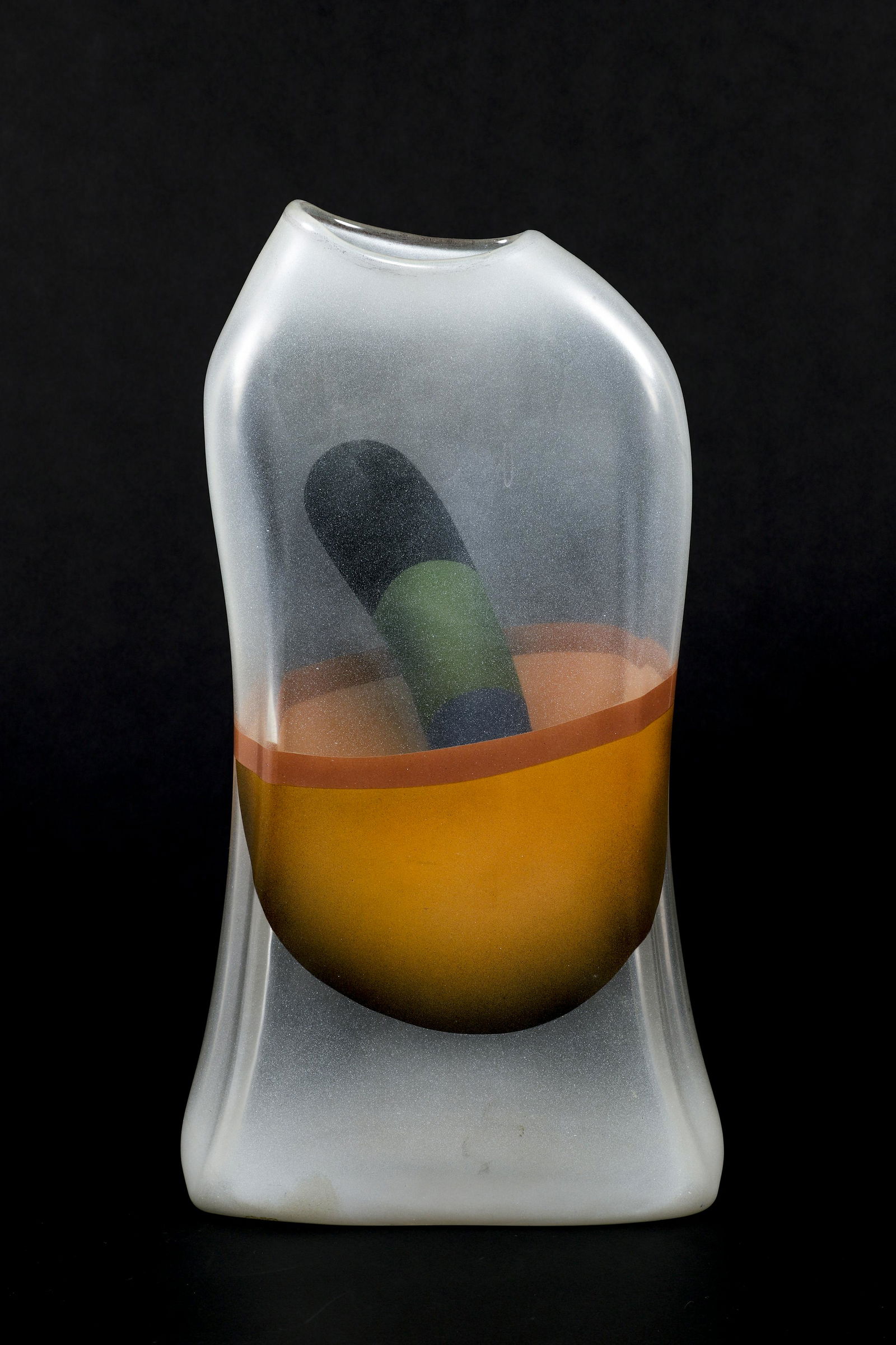 Richard Meitner Tall Mushroom Glass Vase 1984: Meitner, Richard (American, contemporary), Mushroom Glass Vase, 1984, artist's name and date incised on base, 15 x 8 inches.