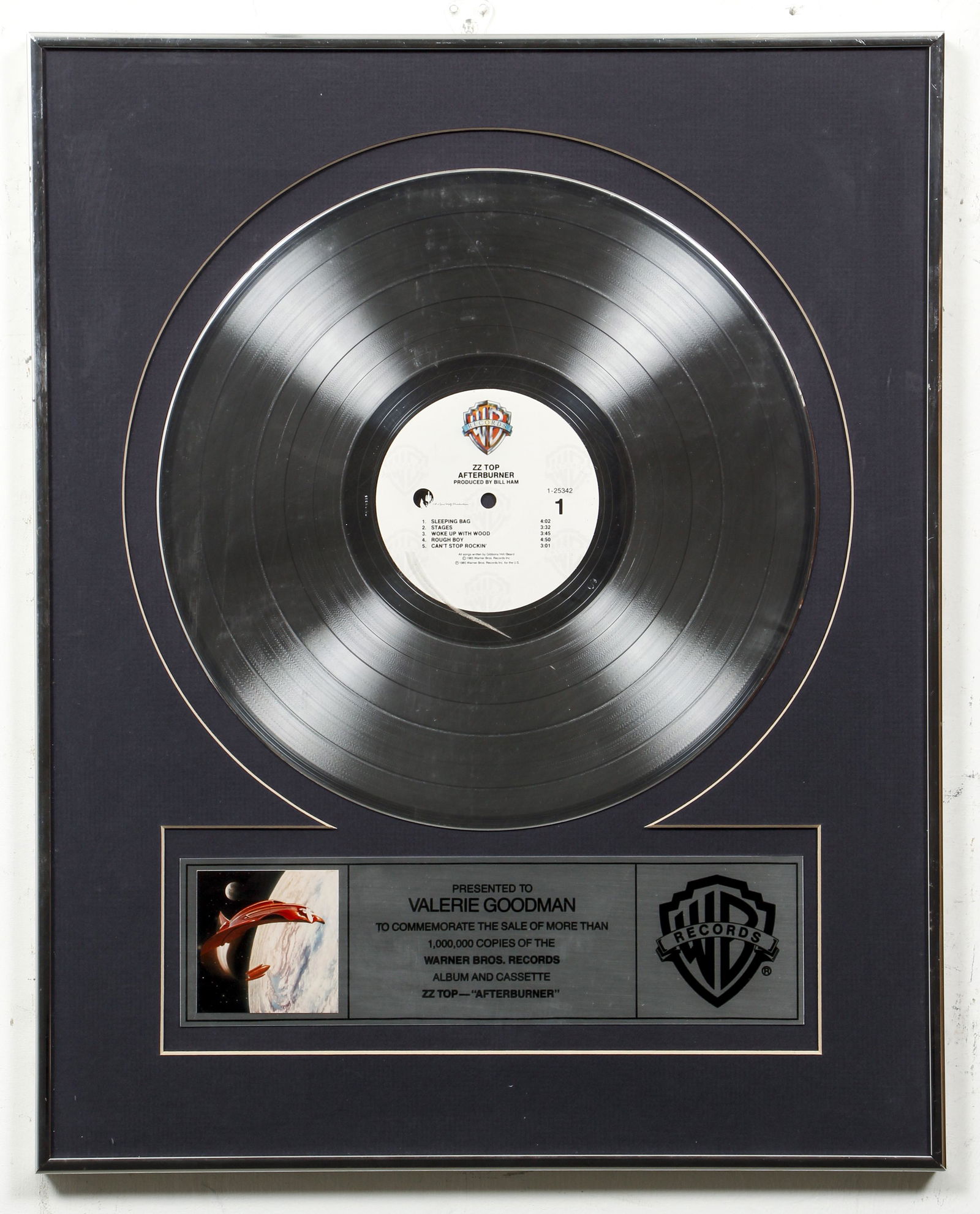 ZZ Top Afterburner Platinum Record Plaque 1985 (1 of 3)
