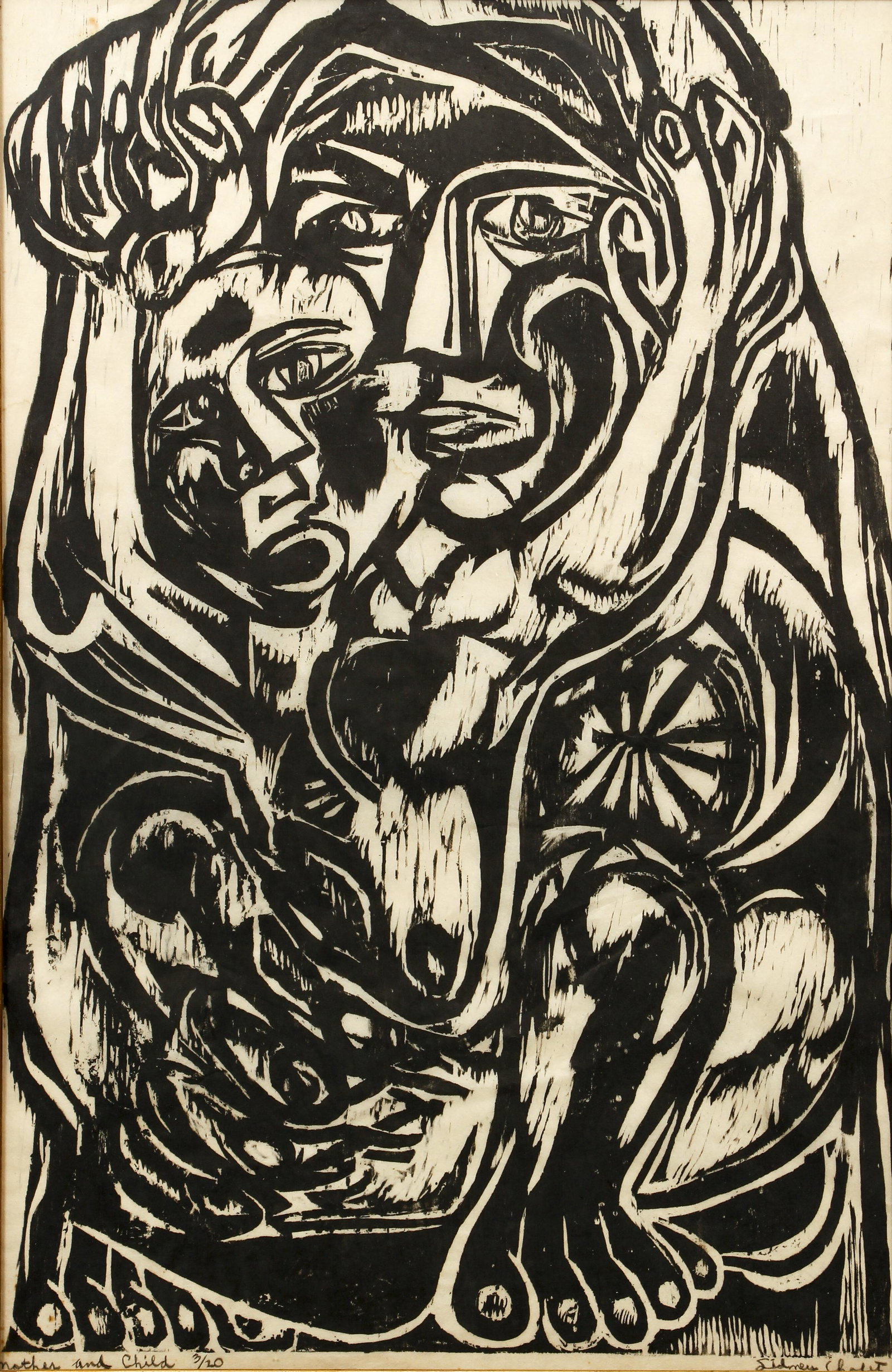 Sidney Chafetz Mother and Child Signed Woodcut (1 of 4)