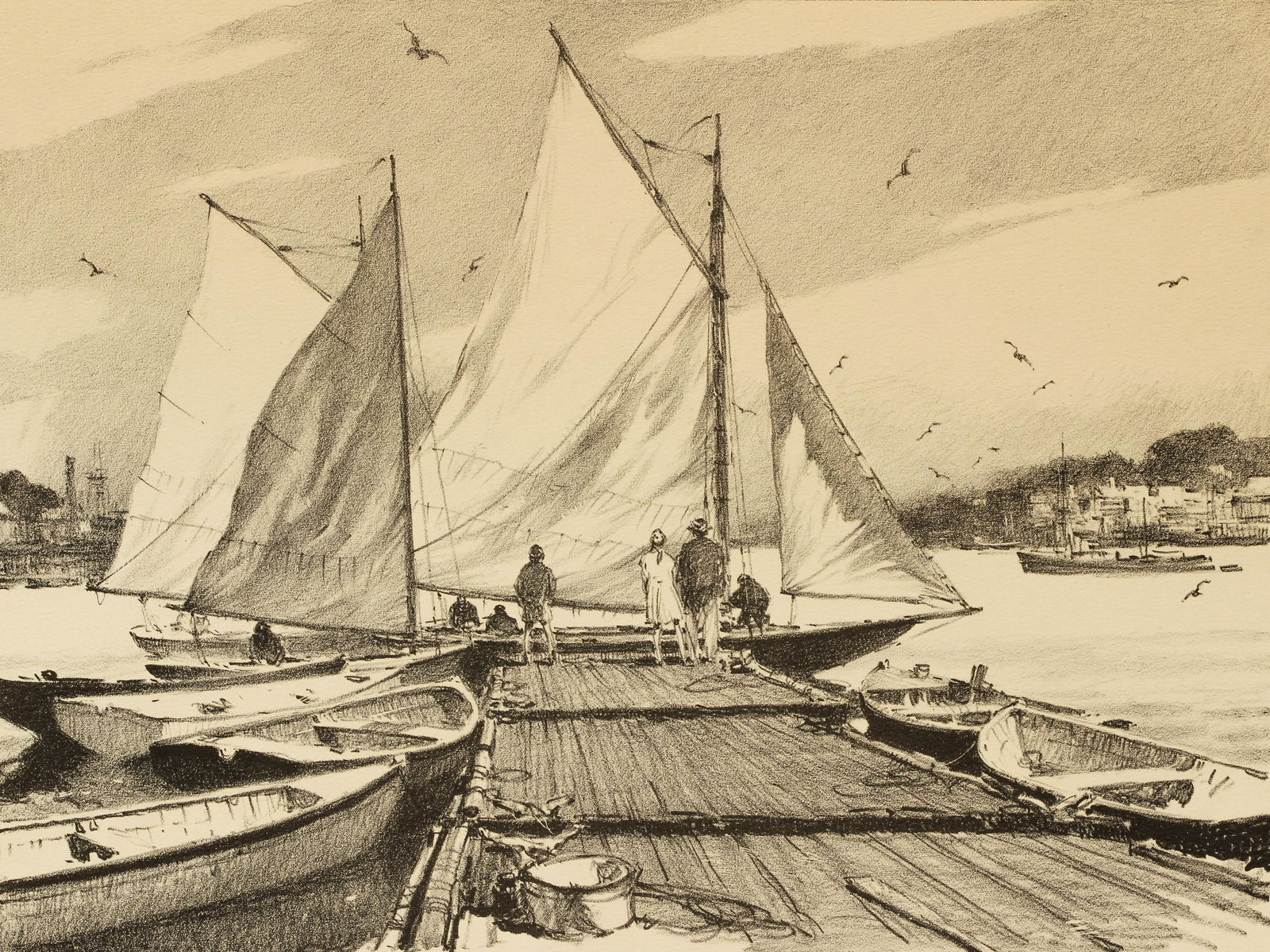 Gordon Grant lithograph Boats To Let (1 of 4)