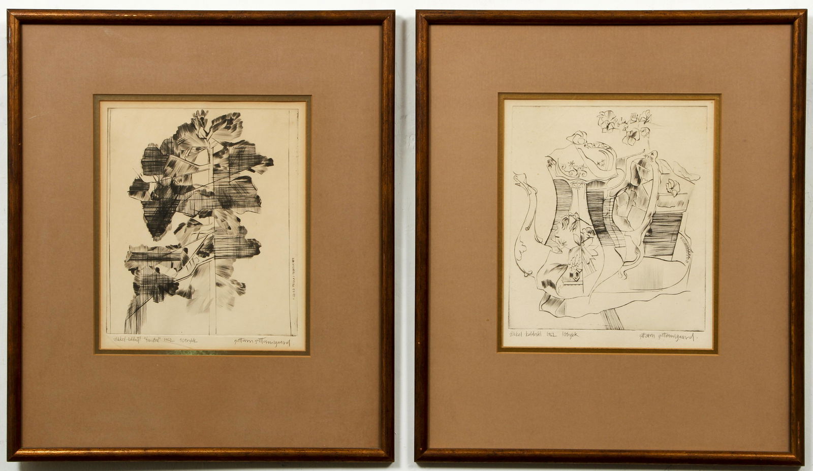 Guttorm Guttormsgaard pair of signed Etchings 1962 (1 of 7)