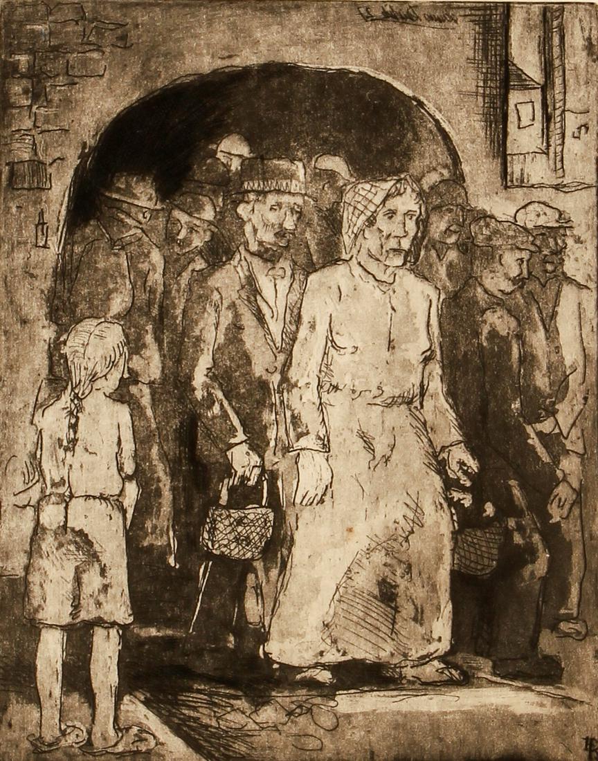 Hanns Kralik Quitting Time Signed Etching 1927 (1 of 4)