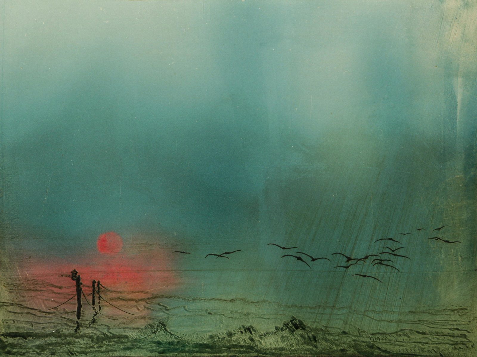 Kaiko Moti 1961 color aquatint Evening Seascape (1 of 5)