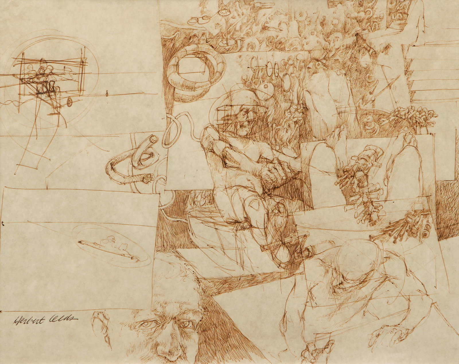 Herb Olds drawing Discussions with W. Haney (1 of 3)