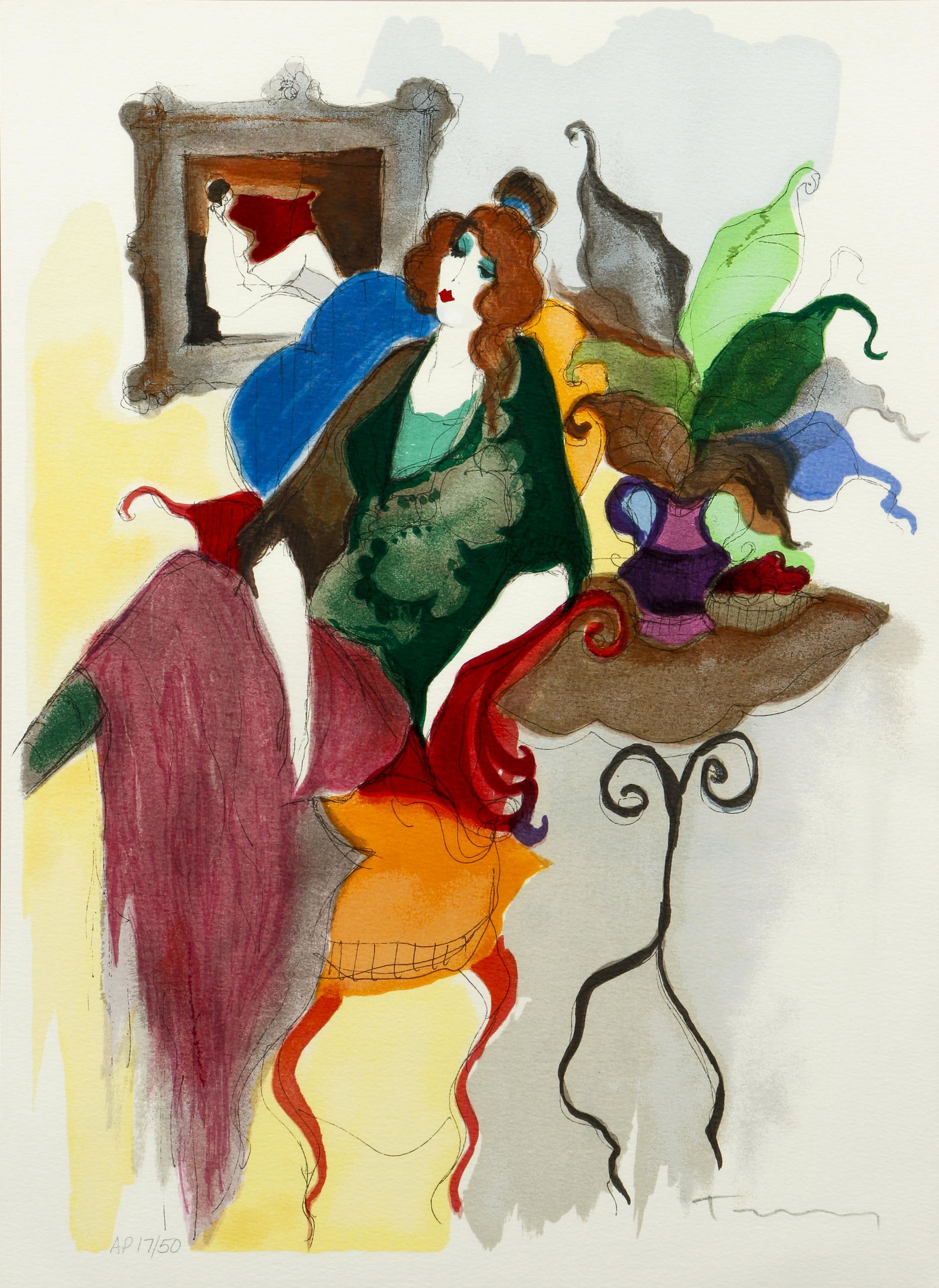 Itzchak Tarkay Seated Woman Signed Color Lithograph (1 of 4)