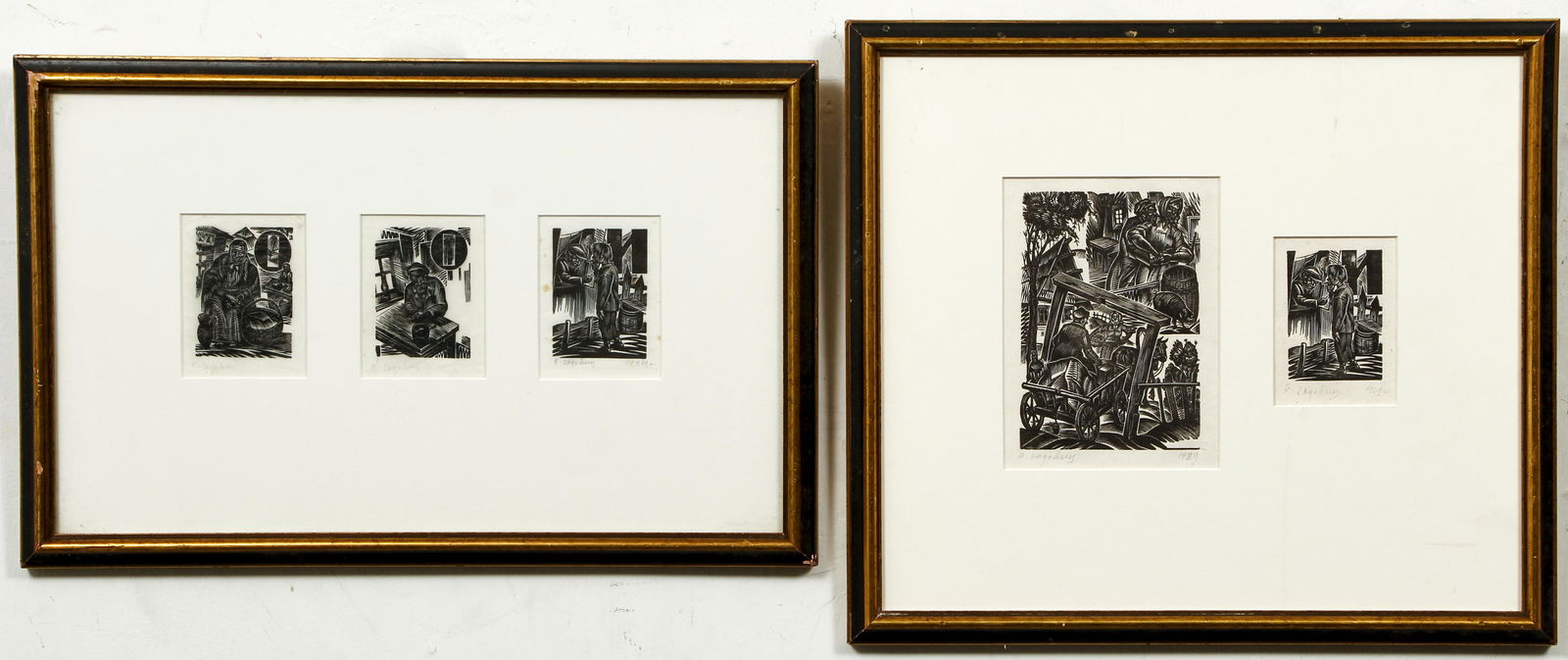 Solomon Yudovin Five Shtetl Woodcuts Signed 1929 (1 of 8)