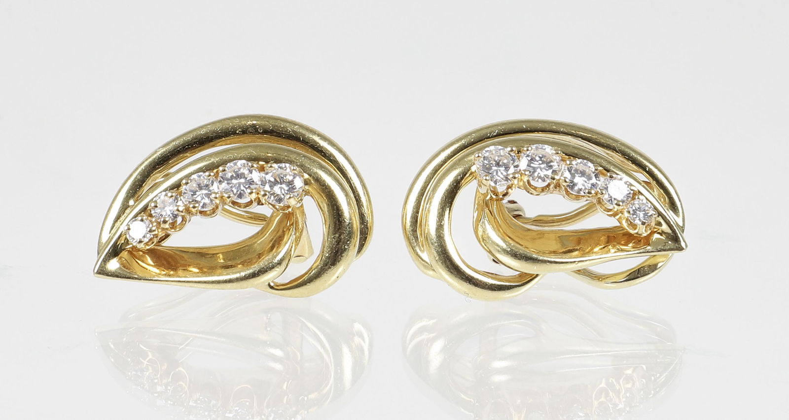 18K Diamond Leaf Clip Earrings (1 of 4)