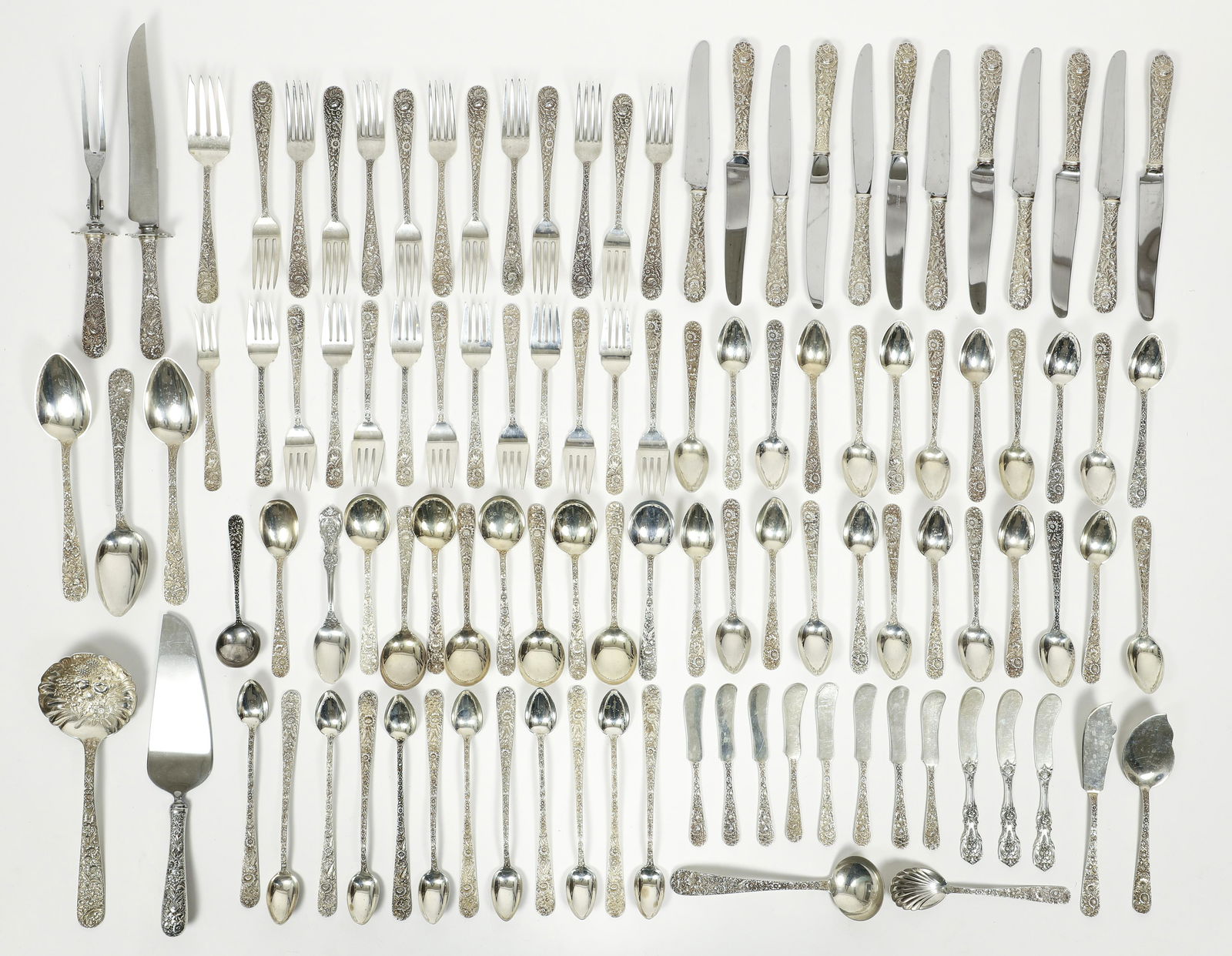 S Kirk and Son 108pc Repousse Sterling Flatware Set (1 of 11)