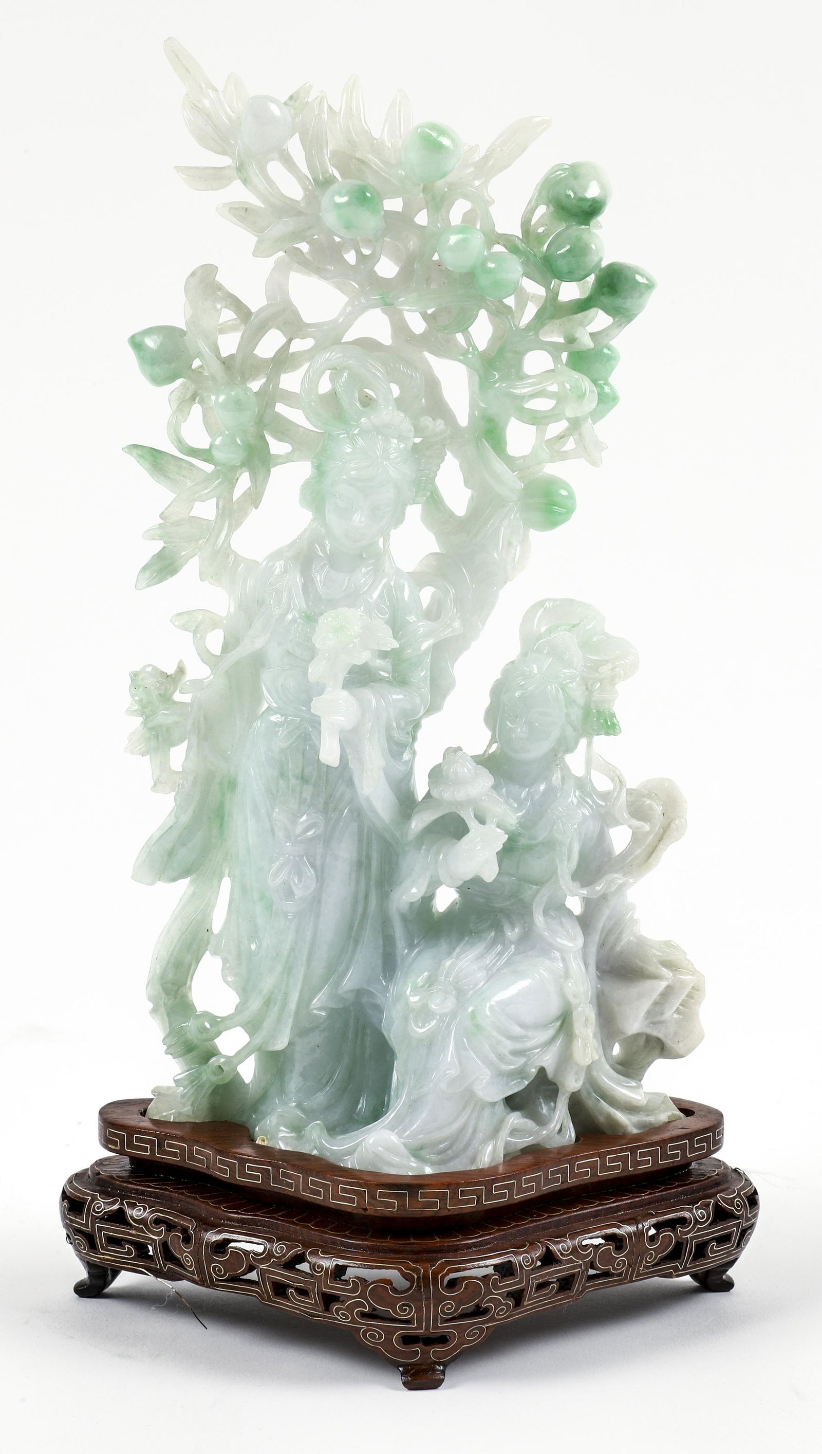 Chinese carved jadeite Maidens under Flowering Fruit Trees (1 of 5)