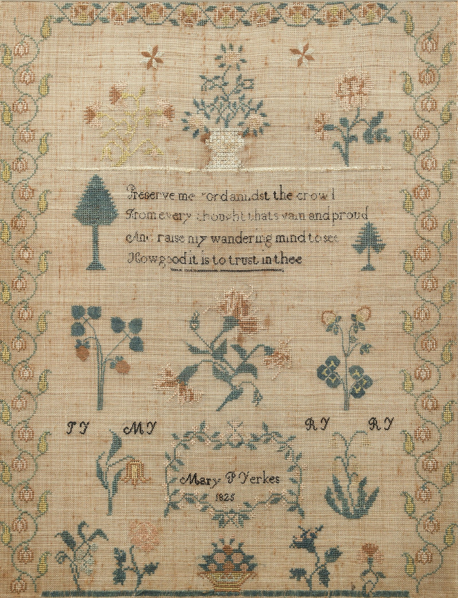 Mary Yerkes 1825 Needlework Sampler Preserve Me (1 of 4)