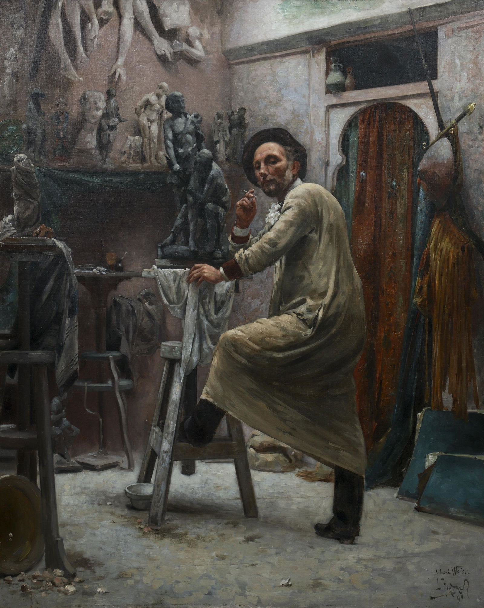 Louis Theophile Hingre 1891 Self Portrait as Sculptor (1 of 5)