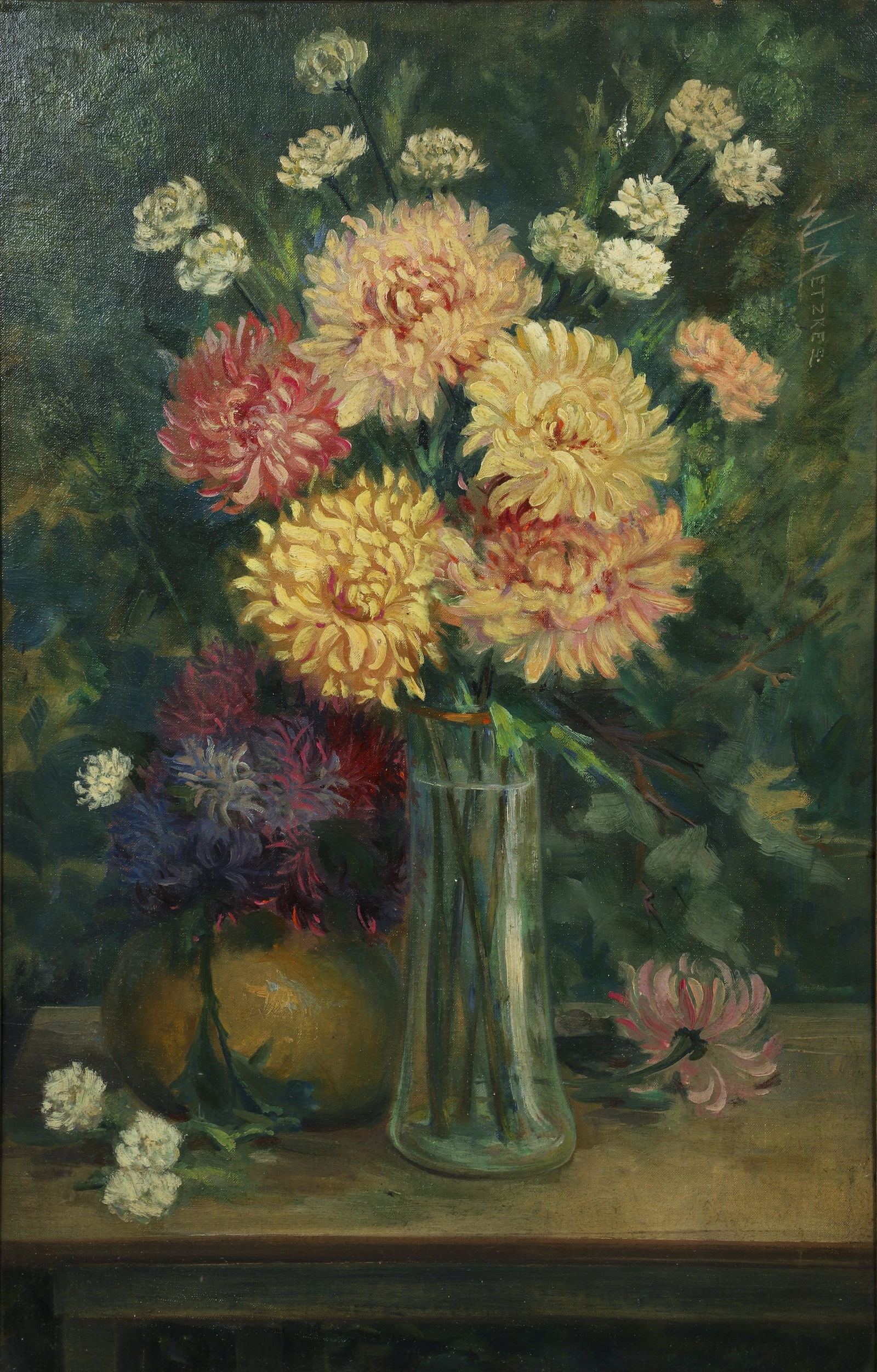 William Ferdinand Metzkes Floral Still Life Oil Ptg (1 of 5)