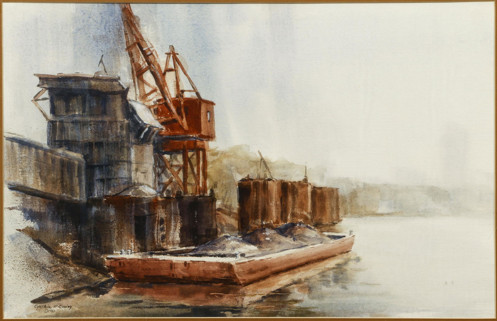 Cynthia Cooley watercolor Coal Barge on River (1 of 4)