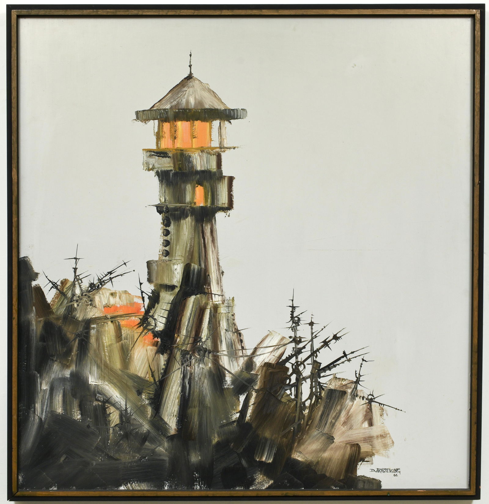 David Geoffrey Armstrong Lighthouse 1966 Oil on Board (1 of 3)