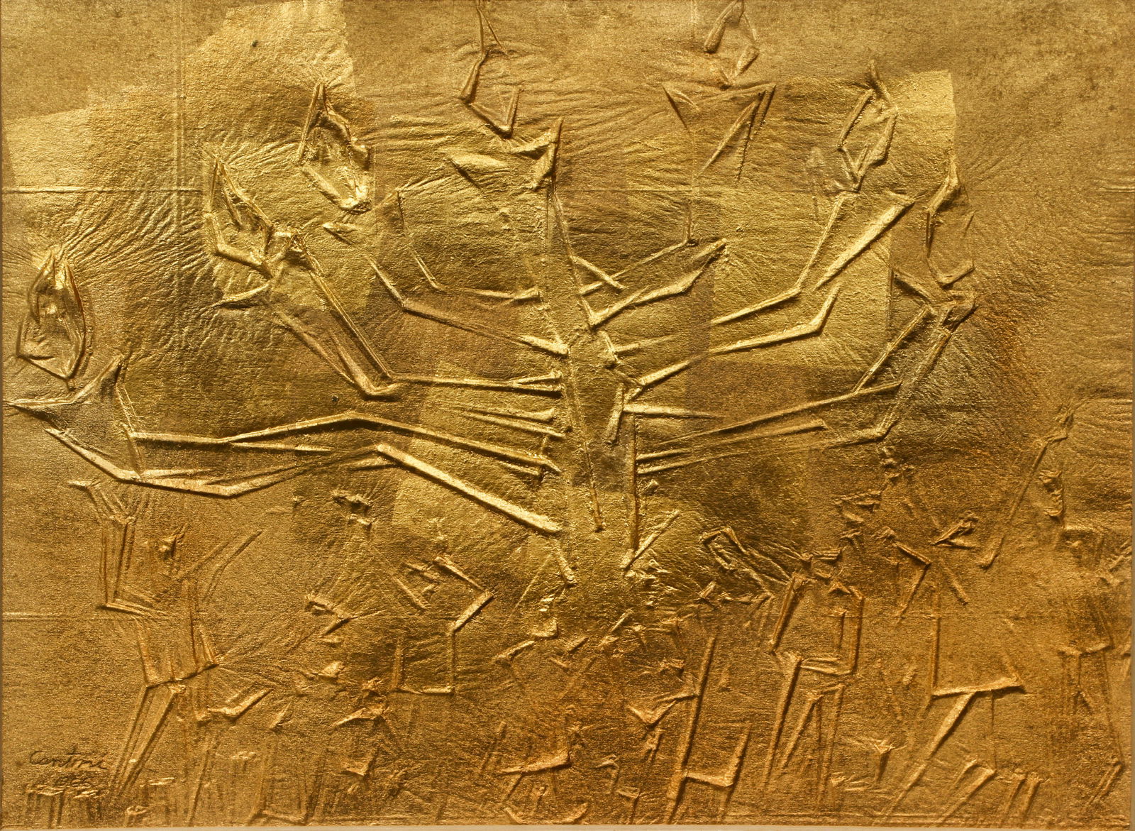 Virgil Cantini gilded relief Tree of Knowledge, 1966 (1 of 4)