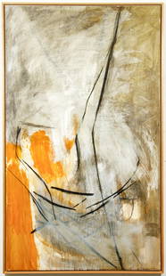 Ronaldo de Juan Large Abstract Mixed Media Ptg 1975: de Juan, Ronaldo (Argentinian/American, 1931-1989), Untitled Abstract, 1975, mixed media with charcoal, acrylic and watercolor on paper, mounted to canvas stretcher, signed and dated "N. York 1975" lo