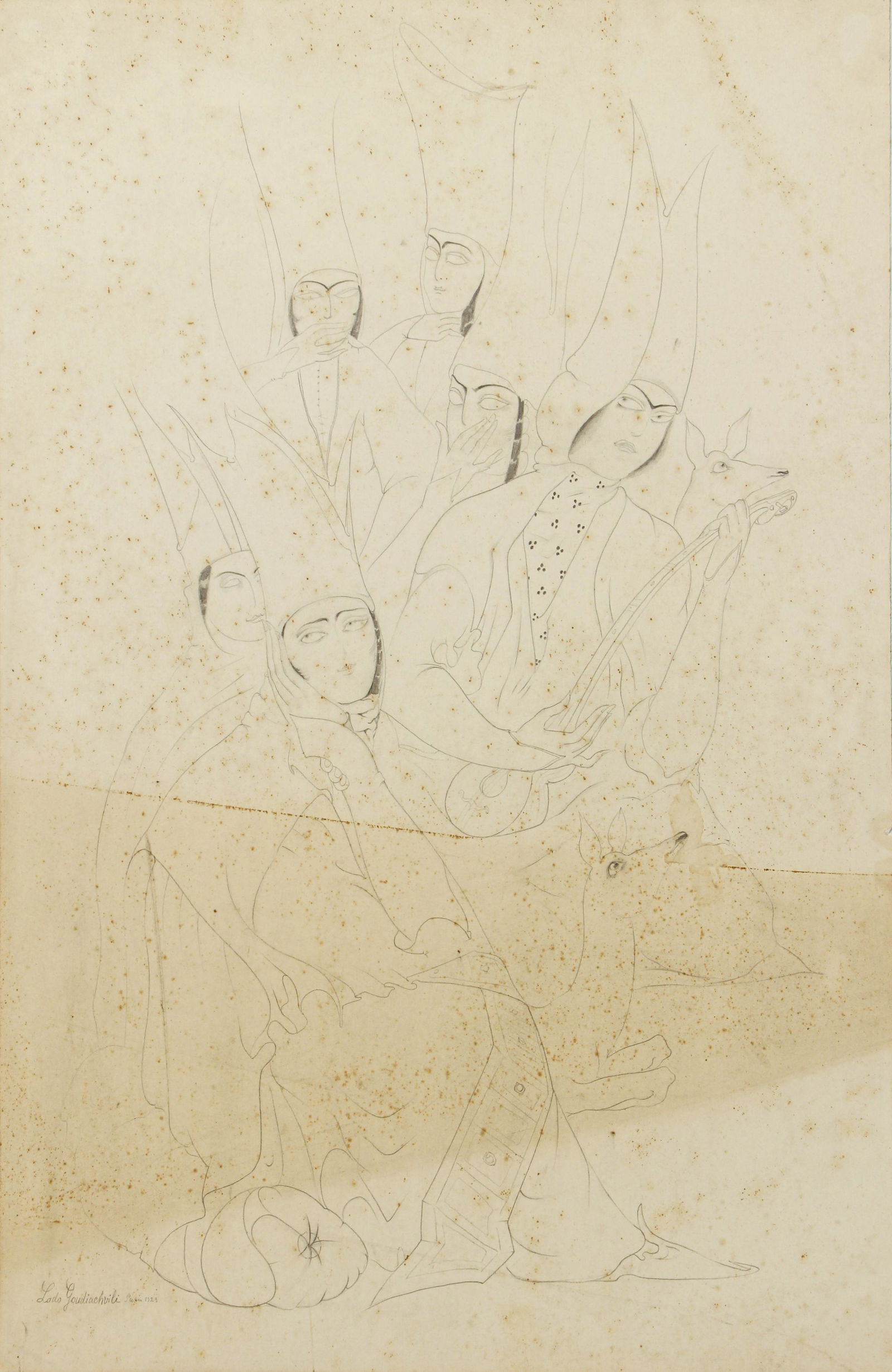 Lado Goudiachvili Drawing Georgian Folk Singers (1 of 4)