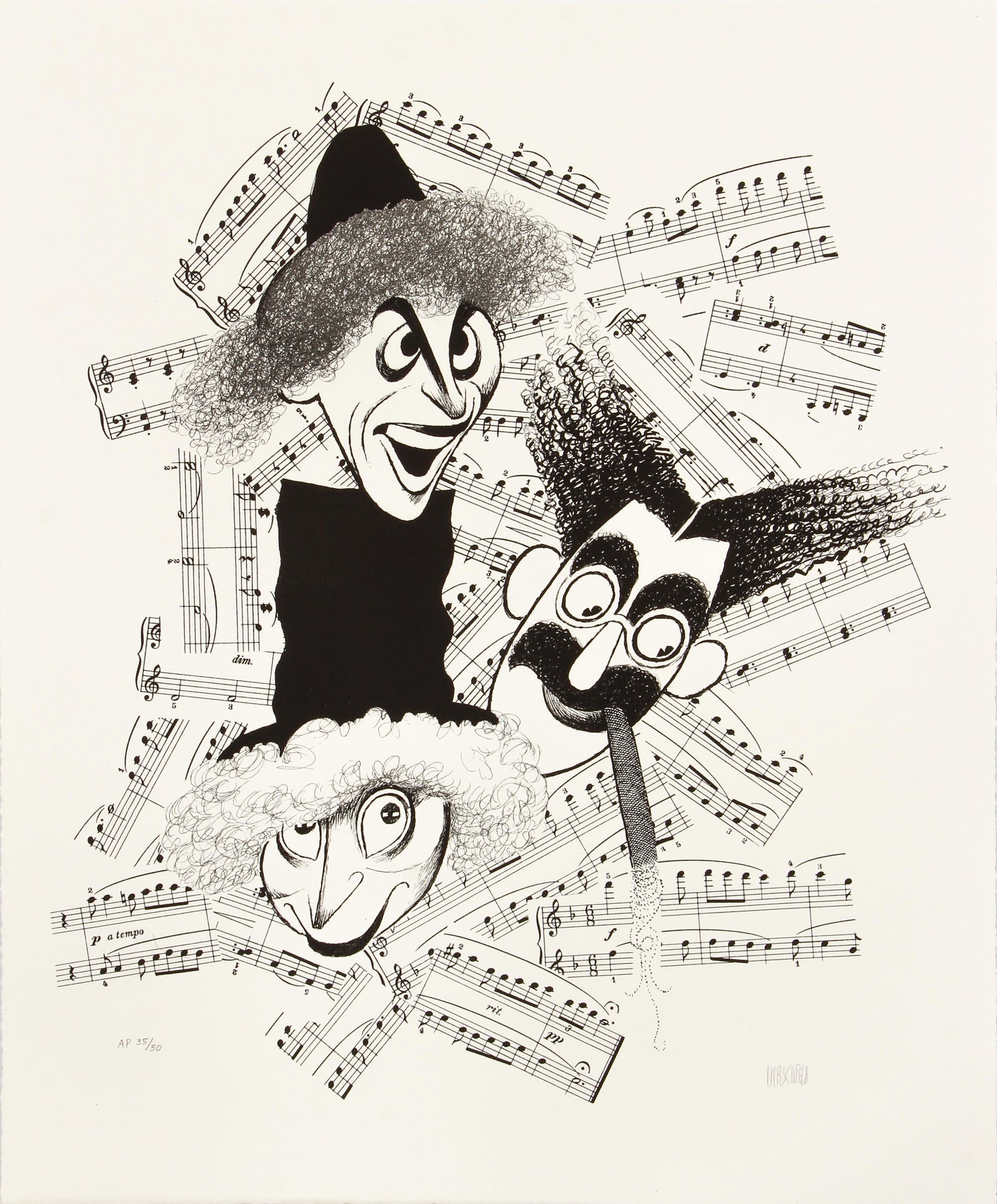 Al Hirschfeld The Marx Brothers Signed Lithograph (1 of 5)