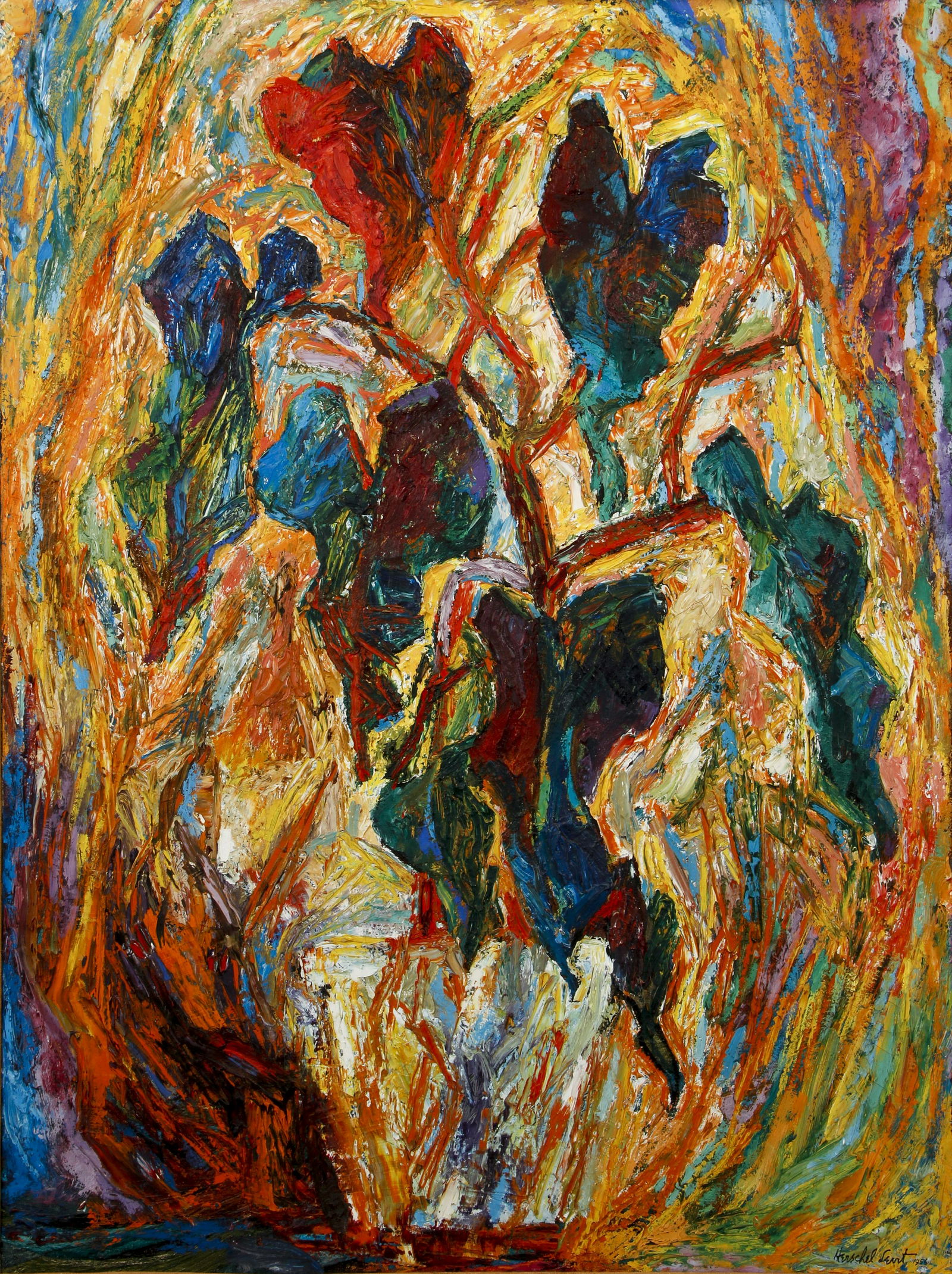 Herschel Levit Abstract Floral Oil Painting 1956 (1 of 4)