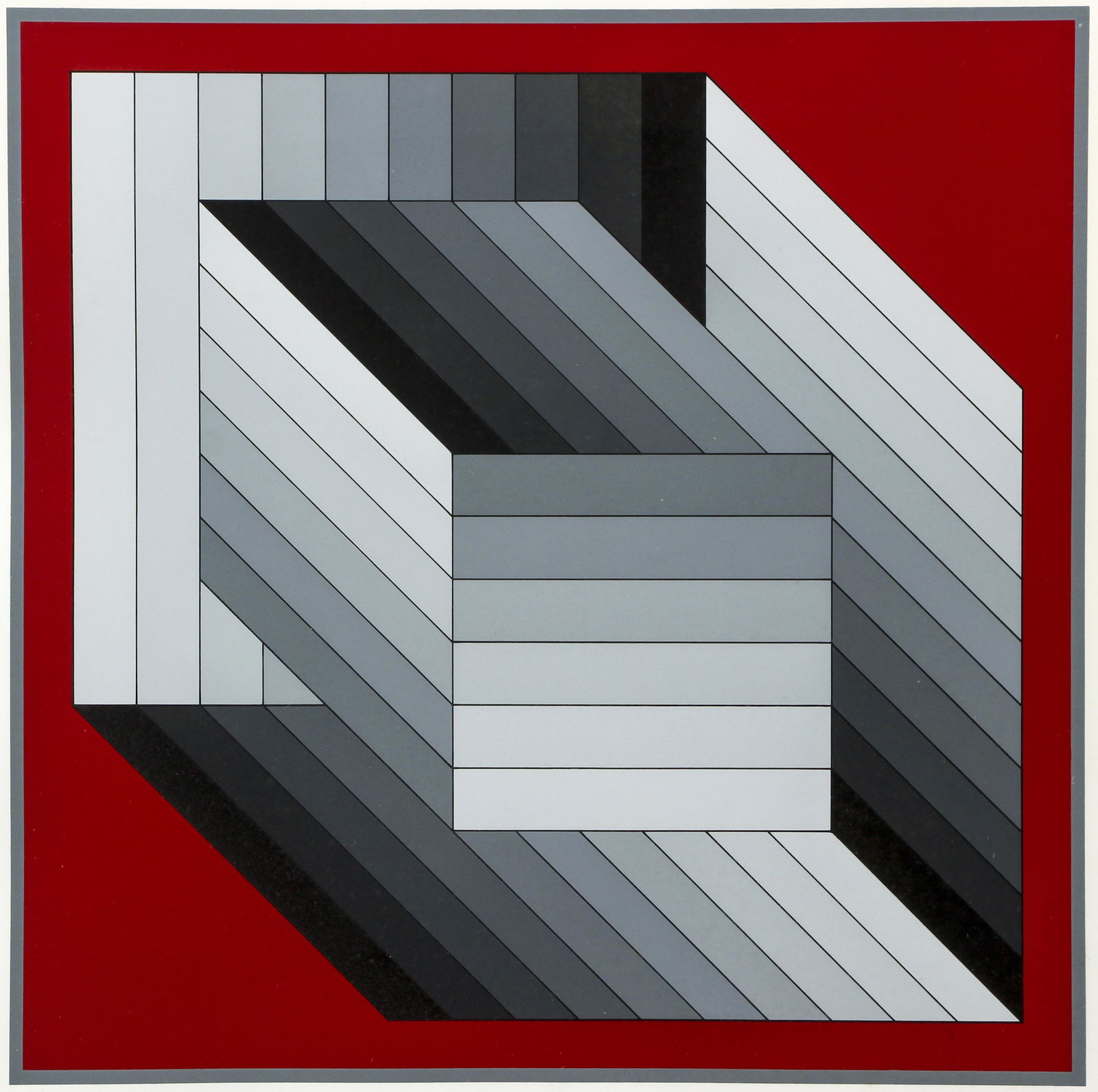 Victor Vasarely orig serigraph Tridim Gris 1986 (1 of 5)