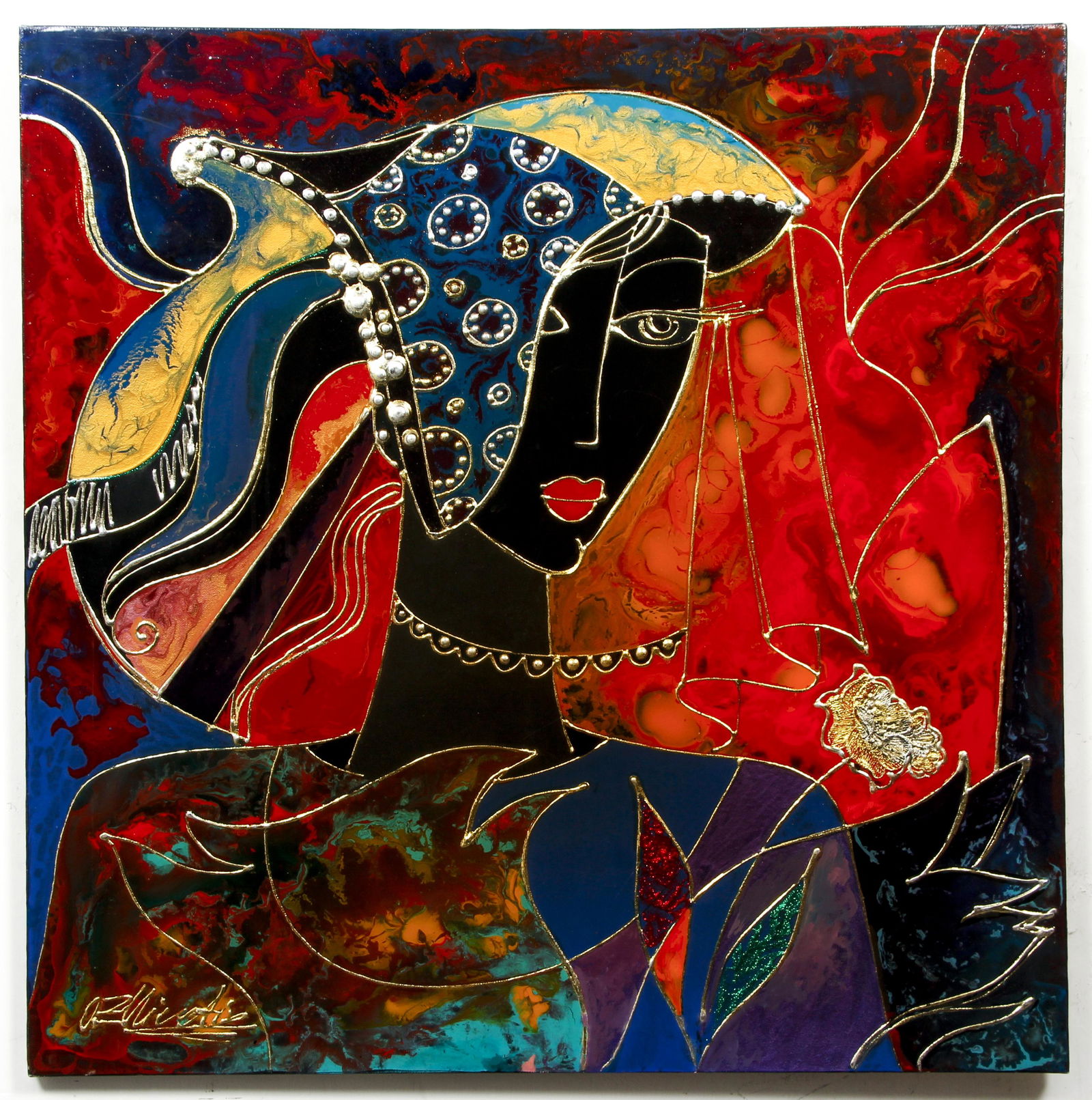 Oleg Zhivetin mixed media painting Pretty Lady (1 of 4)