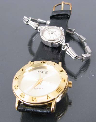 2 wrist watches, one Bulova: Title: one Bulova wristwatch, one unmarked Medium: watches