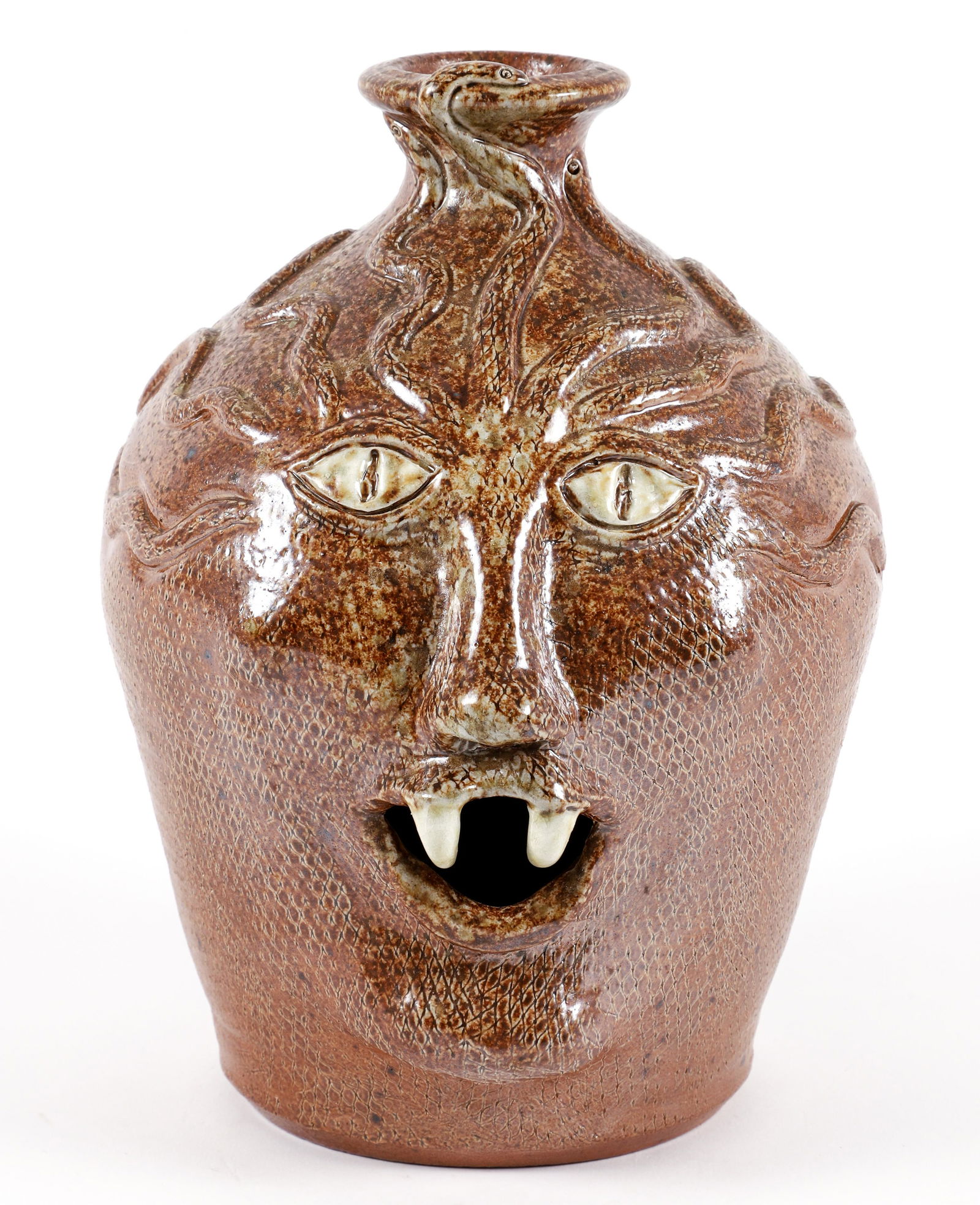 Cagle Road Pottery Snake Face Pottery Jug, 2000 (1 of 5)