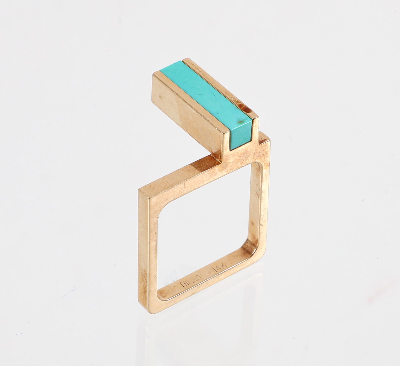 14K Trisko Square Turquoise Ring (1 of 4)