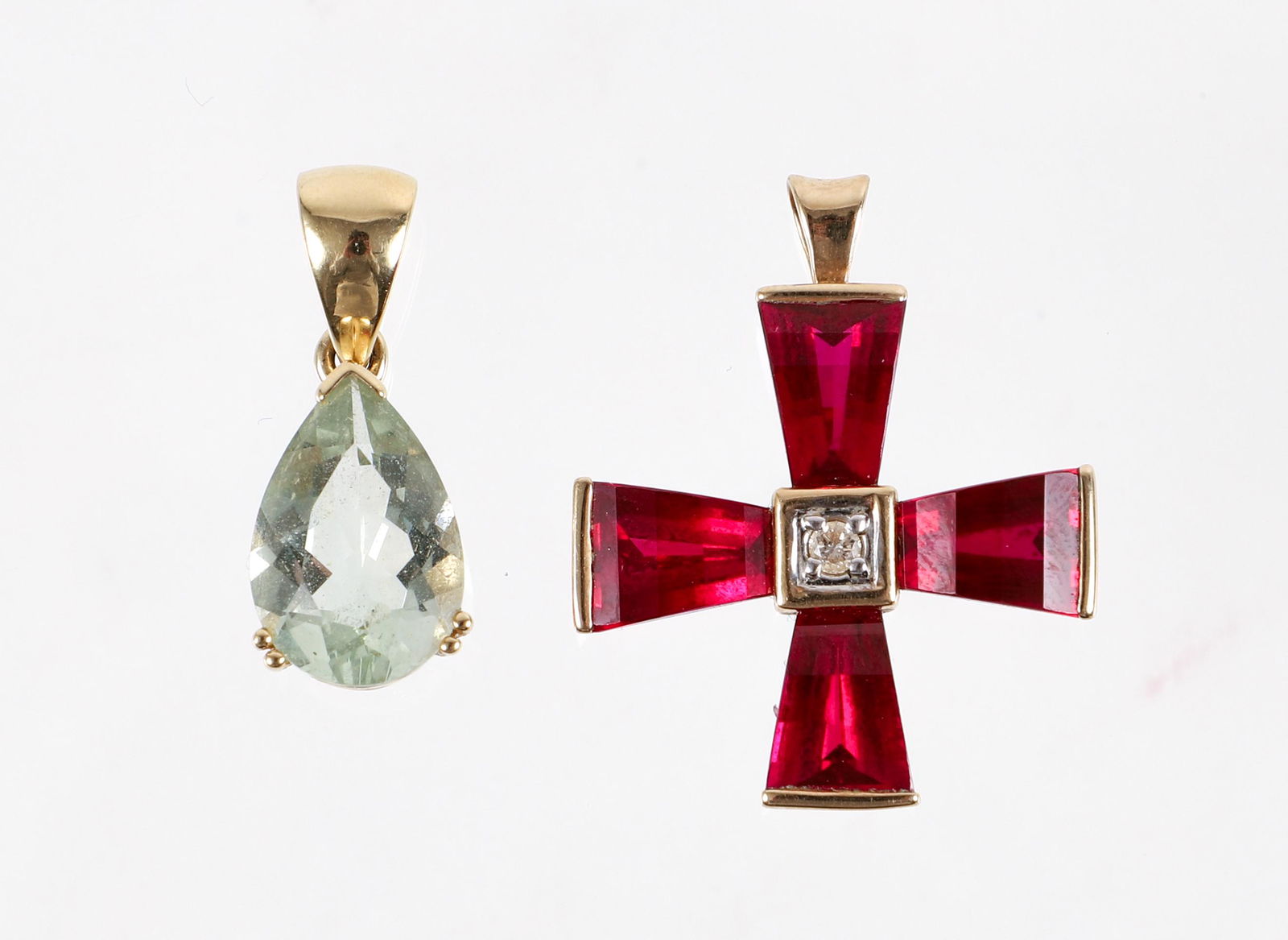 Two Gold Diamond Quartz Pendants (1 of 5)