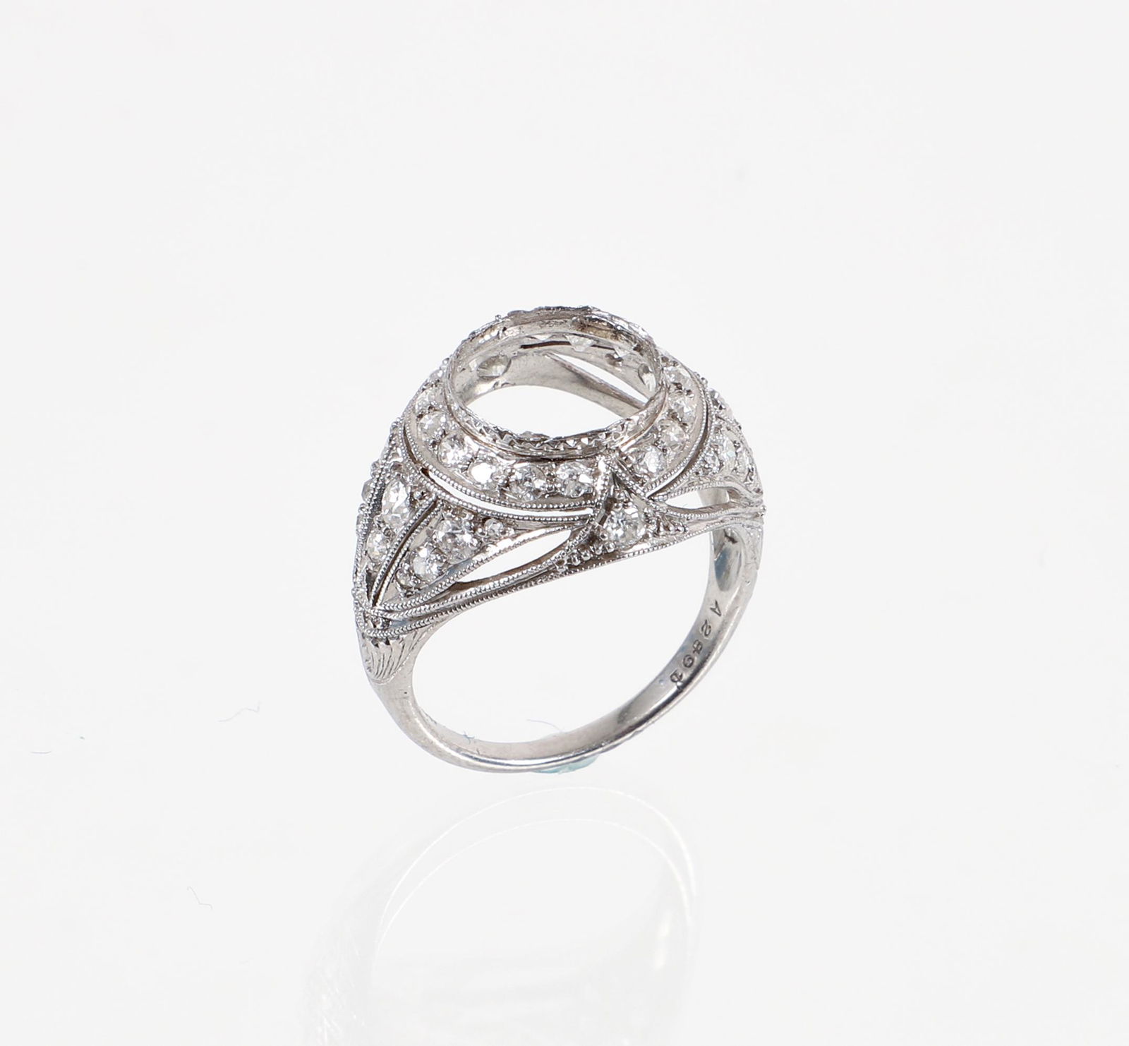 Deco Platinum Diamond Ring Mounting (1 of 5)