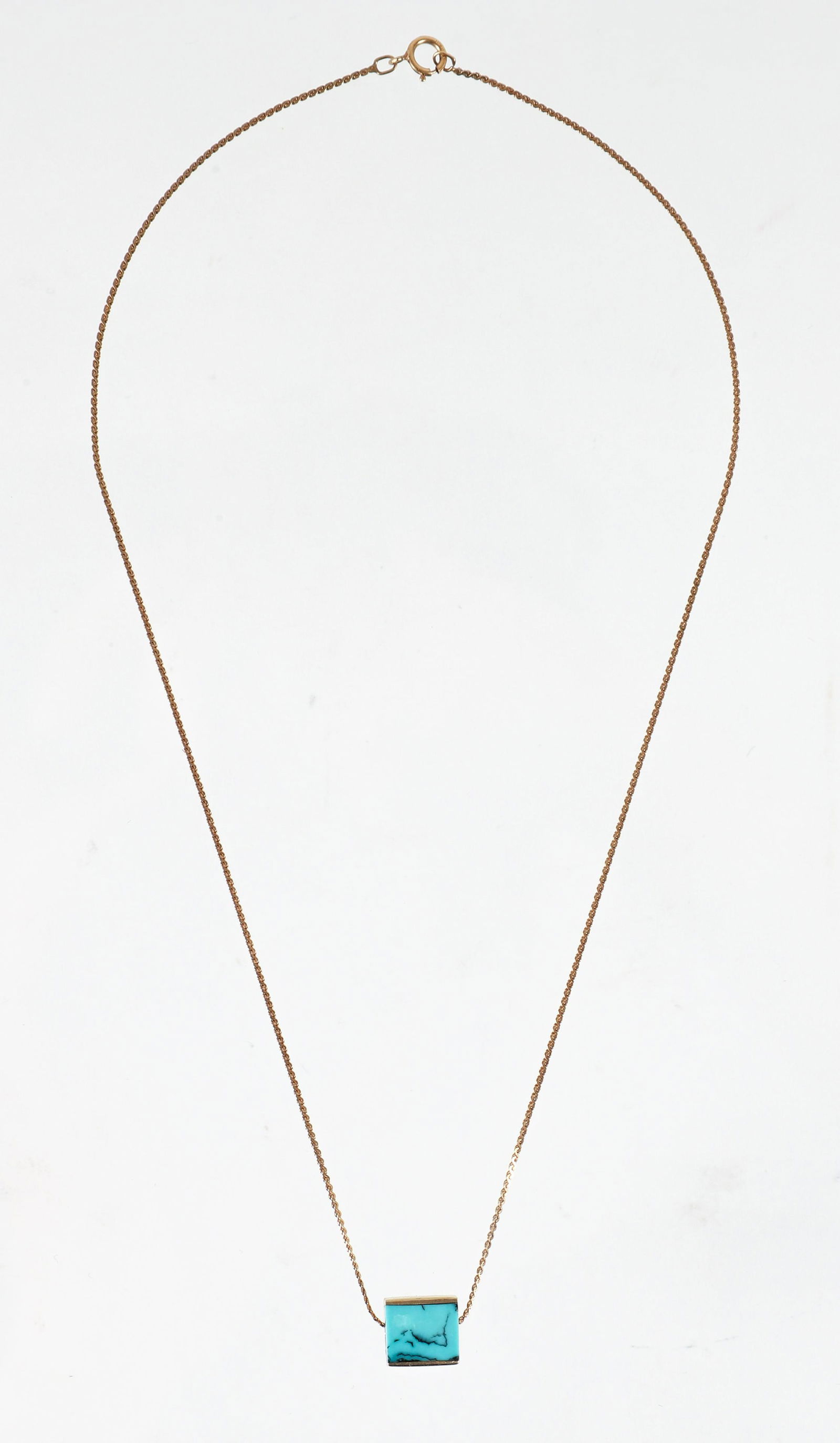 14K Inlaid Box Pendant Necklace (1 of 5)