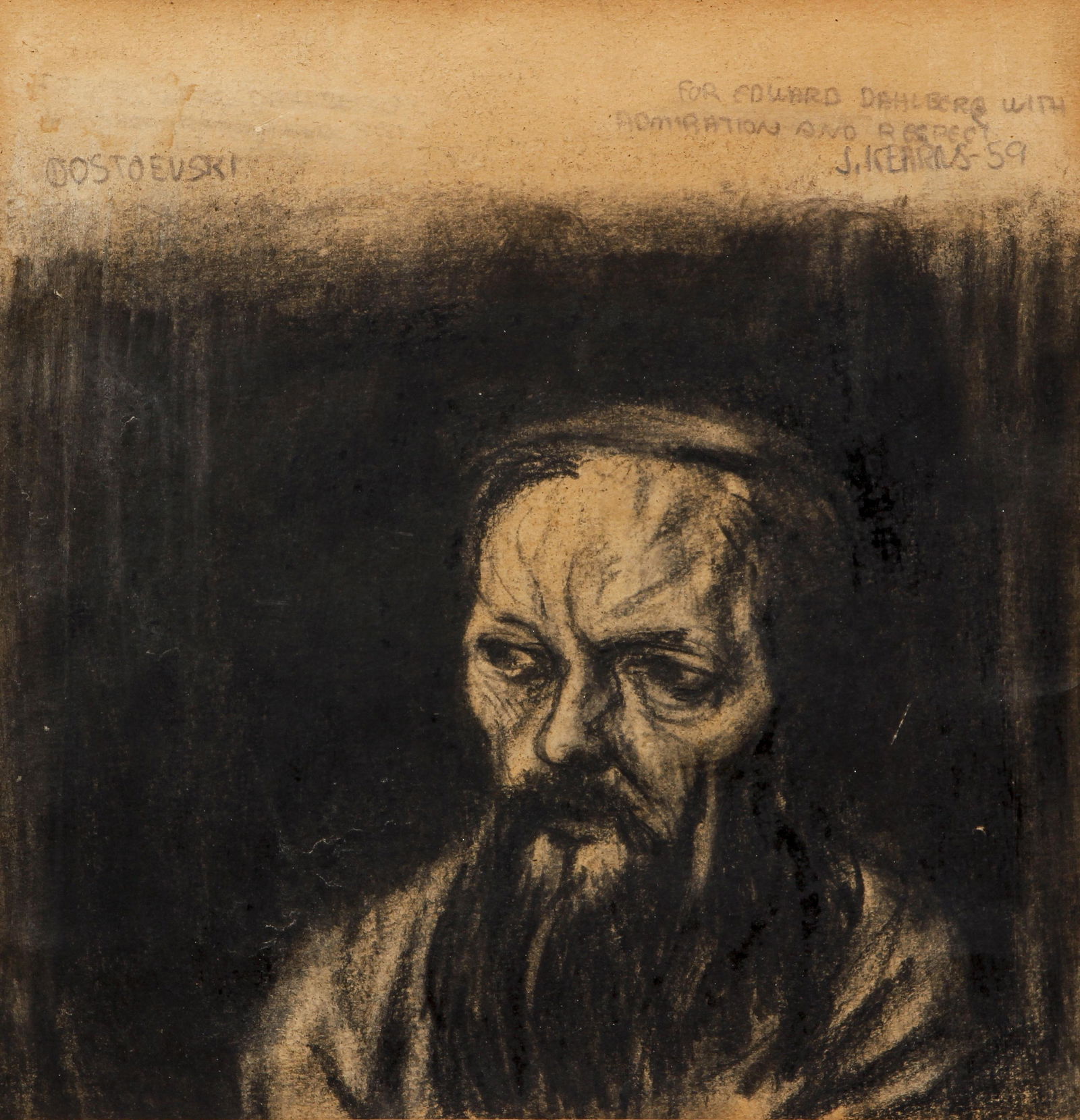 James Kearns Charcoal Drawing Dostoevski 1959 (1 of 5)