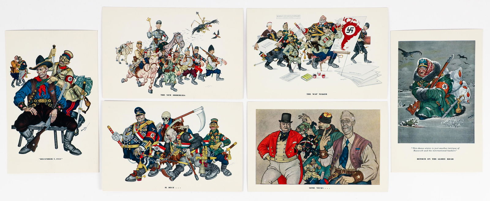 Arthur Szyk 6 Caricatures Postcards Esquire 1942 (1 of 5)