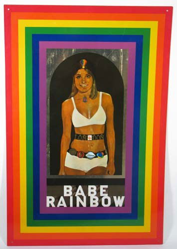Sir Peter Blake serigraph on metal "Babe Rainbow": Artist: Blake RA, Sir Peter (British, born 1932) Title: Babe Rainbow Date: 1968 Medium: serigraph on metal Dimensions: 26 x 17.5 inches Edition: from an unsigned edition of 10,000 <