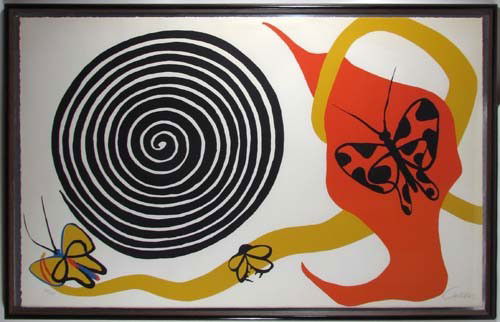 Alexander Calder lithograph Butterflies and Swirls: Artist: Calder, Alexander (American 1898 - 1976) Title: Butterflies and Swirls Date: circa 1980 Medium: lithograph printed in colors Dimensions: 25 x 38.75 inches Edition: 72/125
