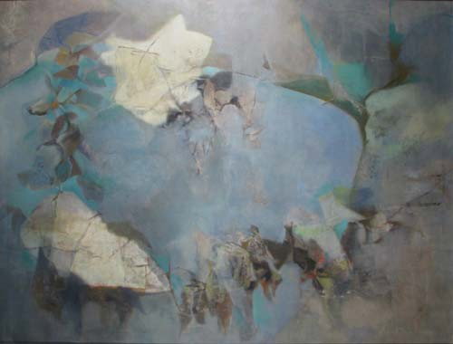 M. Laird Dornin painting Symphony in Blue: Artist: Dornin, M. Laird (20th Century American) Title: Symphony in Blue Date: 1975 Medium: acrylic on canvas Dimensions: 36 x 48 inches Signature: signed lower right Provenanc