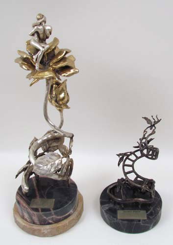Yaacov Heller Creation of Adam and Eve pewter: Artist: Heller, Yaacov (American/Israeli , born 1941) Title: Creation of Adam and Eve and Jacob's Dream Date: n.d. Medium: pewter with gilded and natural finishes Dimensions: 16.5 x 6.5 x 6.5 inches