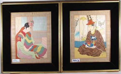 2 Paul Jacoulet woodblocks Le Marie et La Mariee: Artist: Jacoulet, Paul (French 1902 - 1960) Title: ( 2 )Le Marie and La Mariee, (The Bridegroom, Seoul Korea and The Bride, Seoul Korea ) Date: November 1950 and February 1948 Medium: color woodblock 