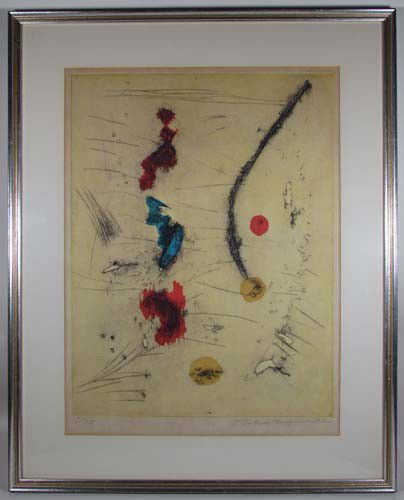 Tokio Miyashita Untitled Abstract color intaglio: Artist: Miyashita, Tokio( Japanese, born 1930) Title: Untitled Abstract Date: n.d. Medium: color intaglio with etching Dimensions: 22 x 16.5 inches Edition: 13028 Signature: pe
