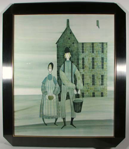 P. Buckley Moss orig litho Farmer and His Wife: Artist: Moss, P. Buckley (American born, 1933) Title: Farmer and His Wife Medium: lithograph printed in colors Dimensions: 36 x 30 inches Edition: 115/1000 Signature: pencil signed