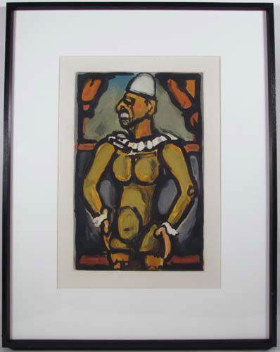 George Rouault Circus etching: Artist: Rouault, Georges (French 1871-1958) Title: Cirque de L'Etoile Filante: Triste Os; Circus of the Shooting Stars: Sad Bone Date: 1934 Medium: Etching and Aquatint in colors, Dimensions: 12.