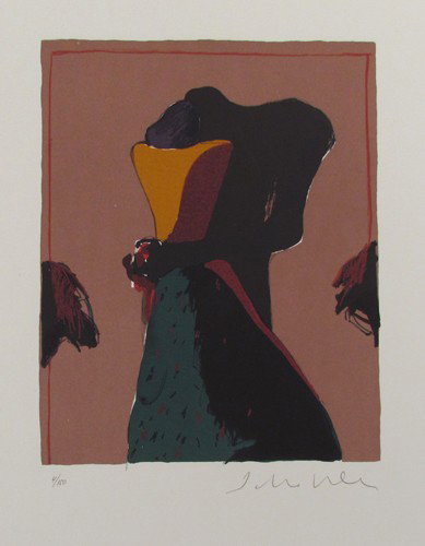 Fritz Scholder pencil signed original lithograph: Artist: Scholder, Fritz (American, born 1937) Title: Untitled Figure Date: n.d. Medium: Lithograph printed in colors Dimensions: 11 1/2 x 9 3/4 inches Edition: 4/150 Signature: