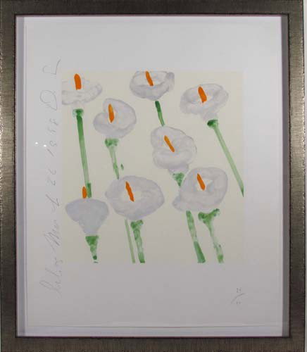 Donald Sultan Lilies serigraph: Artist: Sultan, Donald (American, born 1951) Title: Lilies Date: 1998 Medium: serigraph printed in colors on Arches 88 paper Dimensions: 16.5 x 15.2 inches Edition: 24/70 Signature: