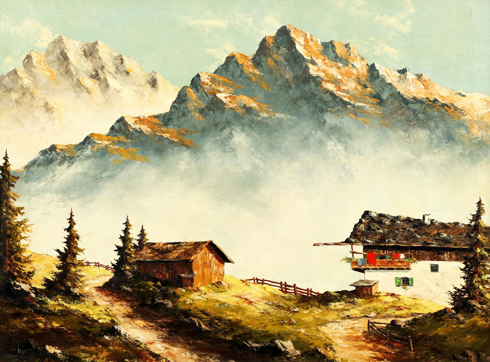 Oswald Arndt Ratikon Mountain Oil Painting (1 of 4)