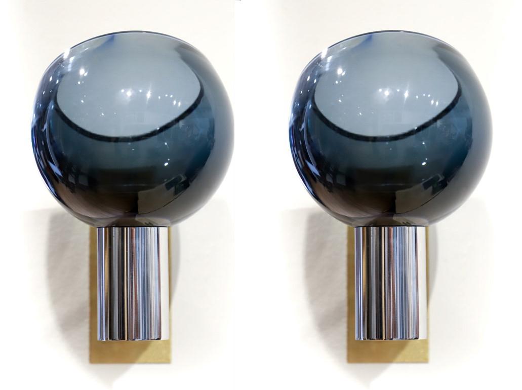 Pair of Flavio Poli Seguso sconces and Murano glass shades (1 of 4)