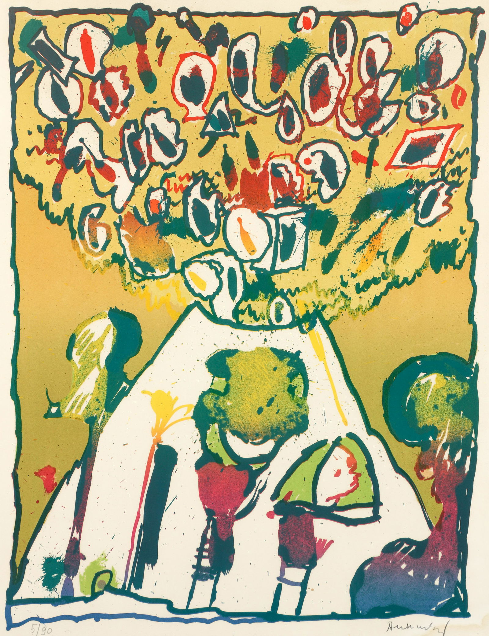 Pierre Alechinsky Abstract Signed Color Lithograph (1 of 5)